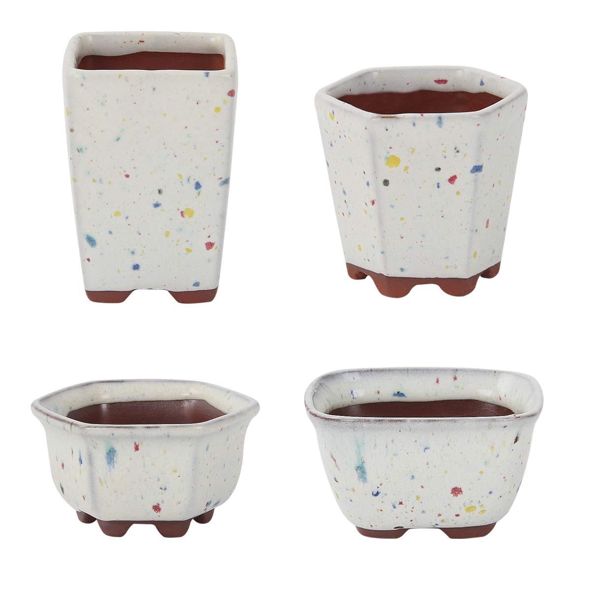 happy bonsai4 pc Mini Glazed Pots Value Set