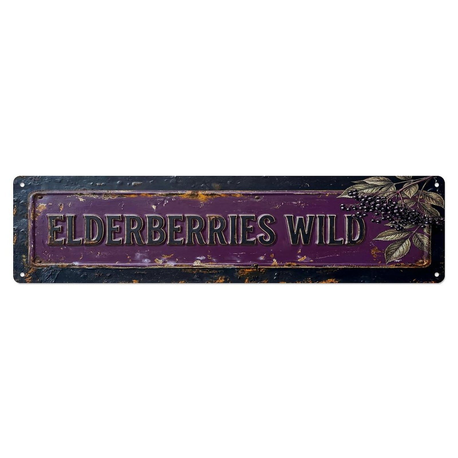 Vintage Elderberries Wild Dark Farmhouse Metal Tin Sign