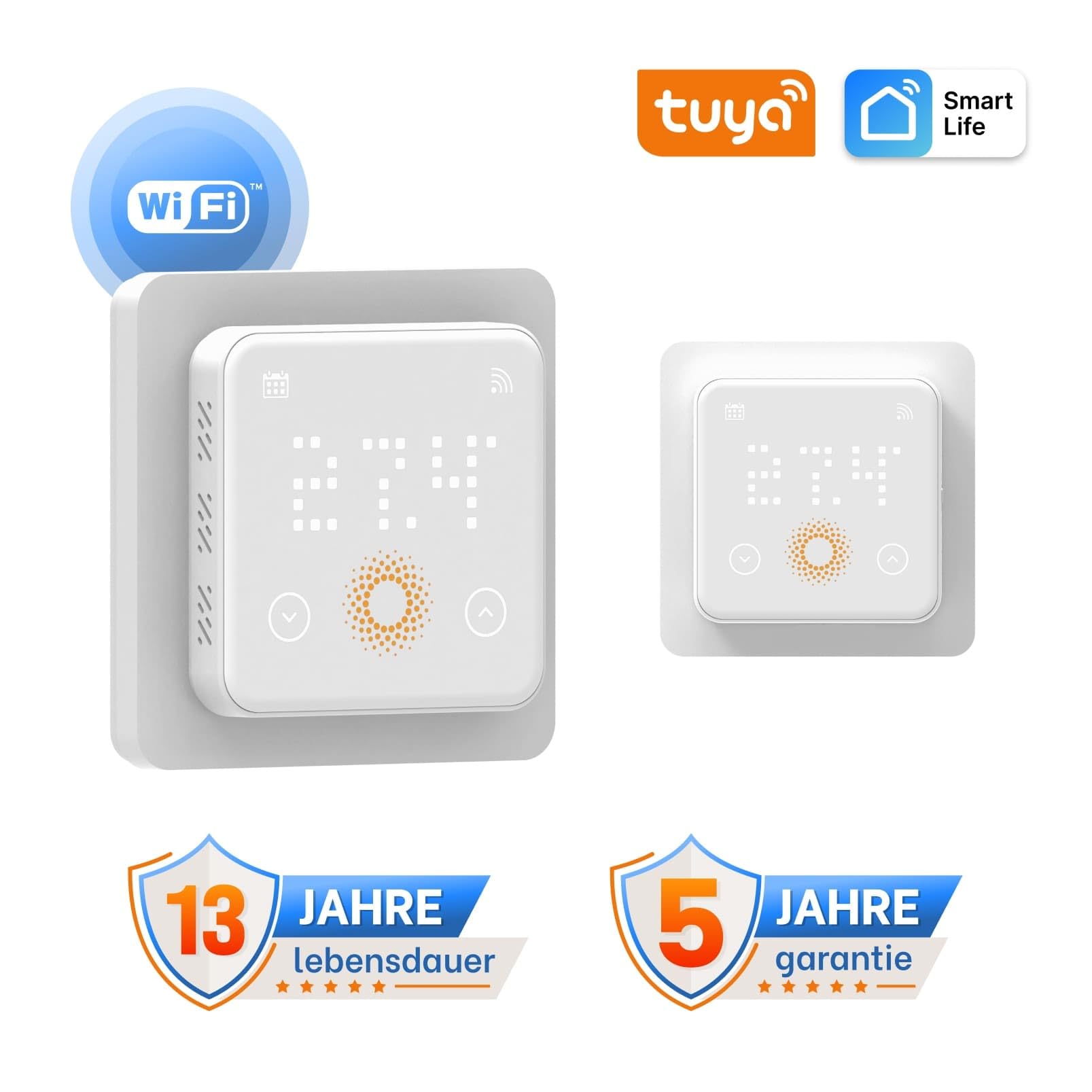 Elektrische Fußbodenheizung: Heizmatte WARMON ULTRA 200 W/m² inkl. Touch WiFi Thermostat(25A), Thermostat:TS 500 WiFi Weiß, Mattengröße:15 m² - 2 Stk (8+7 m²)