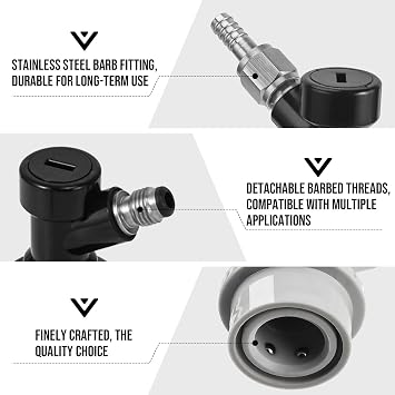 5 Pairs Ball Lock Keg Quick Disconnect, 5/16 & 1/4 Barb Corny Keg Fitting