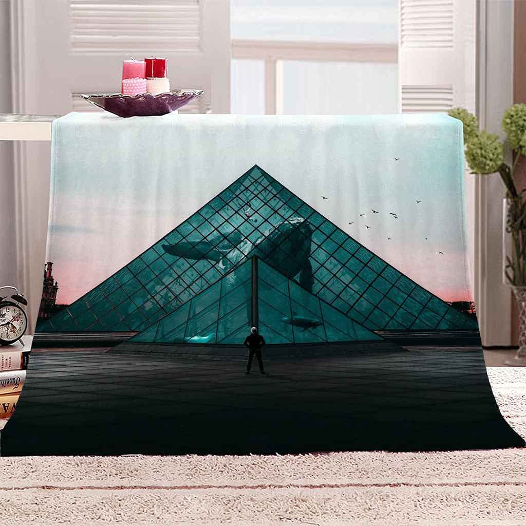 Couverture Polaire en Flanelle Plaid Bleu Aquarium Chaud Doux Lit Canapé 150x200