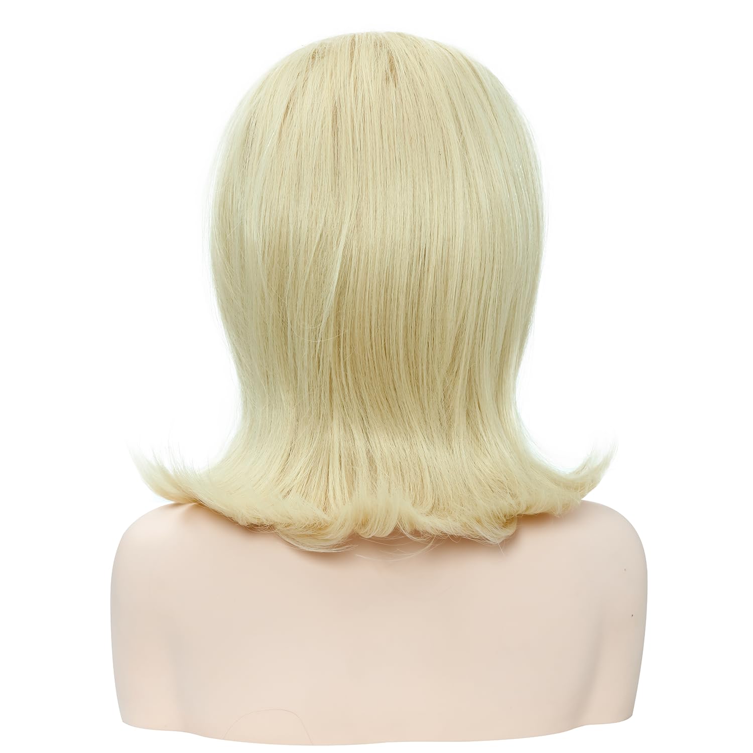 incohair Women's Blonde Flip Wig, 60s 70sRetro Beehive Bouffant Synthetic Wig with Bangs, Shoulder Length Heat Resistant Vintage Wig for Halloween Cosplay Party