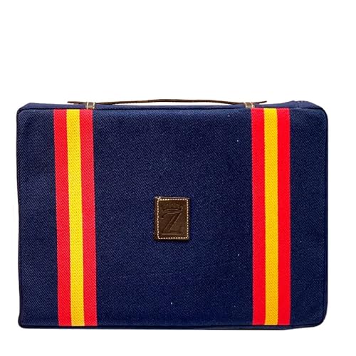 Zings Almohadilla taurina Color Azul con Dos Banderas de España Personalizada, firmeza y Relleno de Espuma para sentarte en los toros o en Las gradas