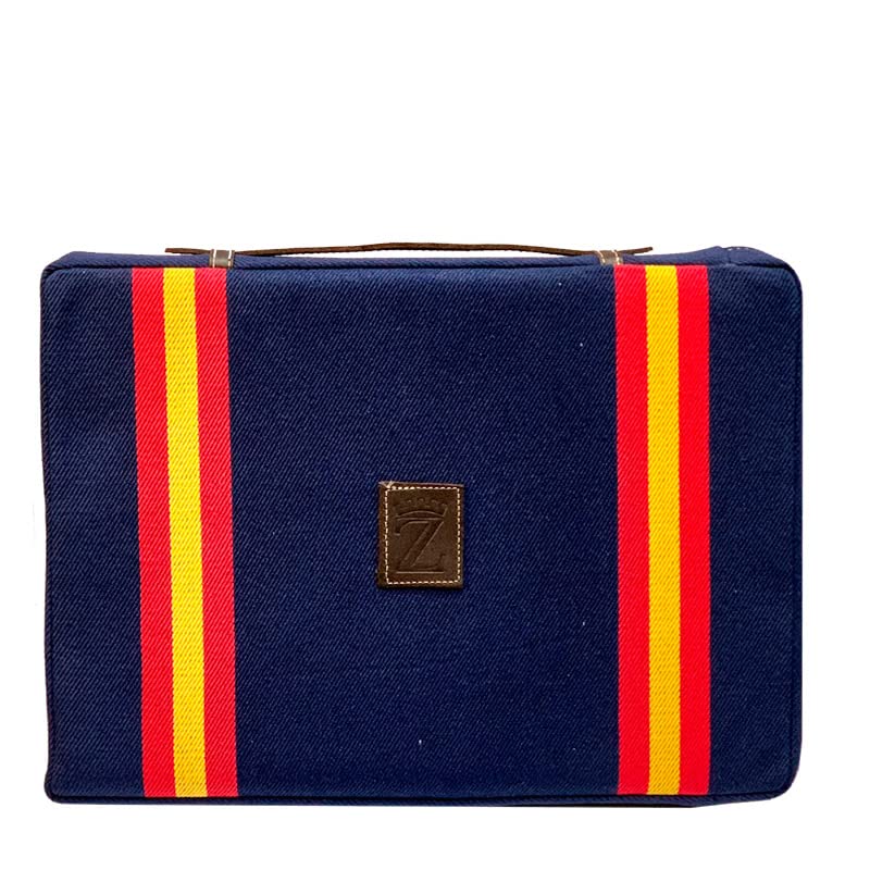 Zings Almohadilla taurina Color Azul con Dos Banderas de España Personalizada, firmeza y Relleno de Espuma para sentarte en los toros o en Las gradas