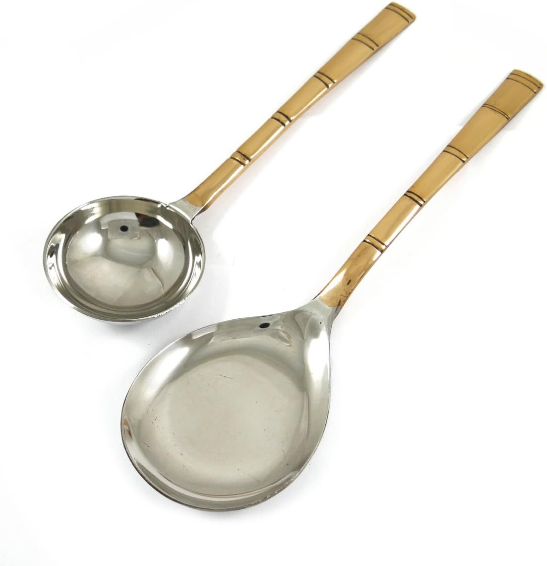 Indianbeautifulart Special Traditional Indian Stainless Steel Copper Plated Serving Spoon Set Tableware Dinnerware Kitchen Accessory