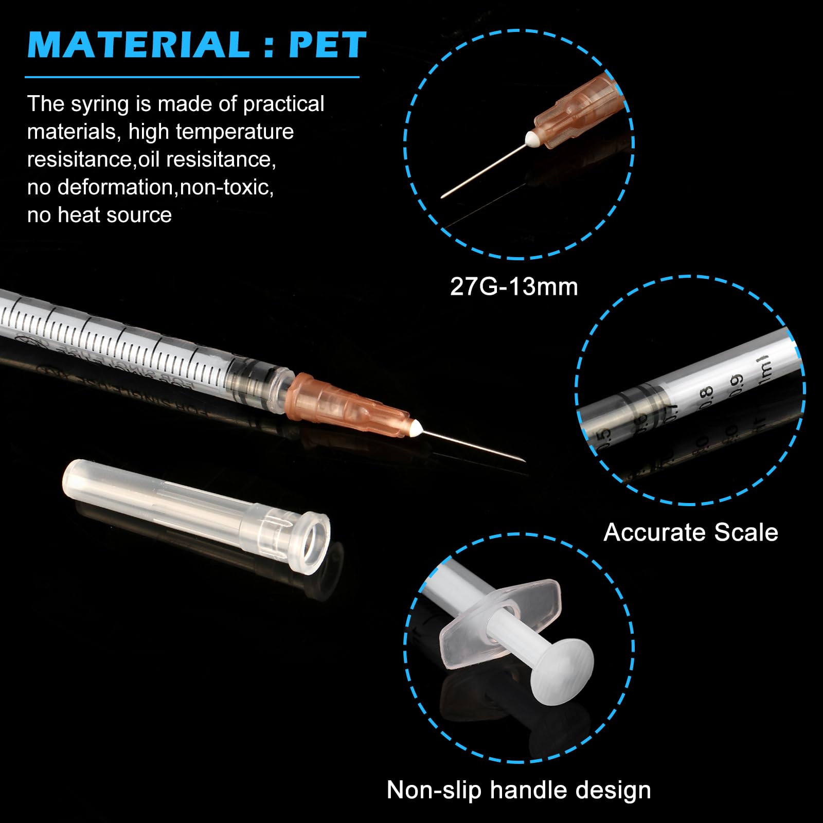 Seringue, 30 Pièces 1ml Seringue, Seringue Alimentaire, 1ml Seringues Avec Aiguille, Plastique Stériles Seringues, 1ml Seringue Plastique, Seringue Dosage en Plastique, Seringues de 1 ml Avec Capuchon