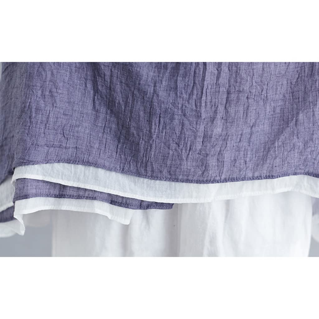 RWRAPS Ropa Tradicional China Mujer Tai Chi Gasa Tang Traje Top Traje Mujer Lino Kung Fu Camisa Blusa de Manga Larga Qipao Top (Azul Talla única)