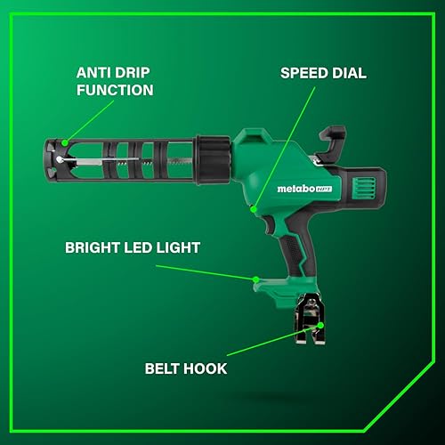 Miniatura 3 de Metabo HPT Pistola de calafateo inalámbrica de alta capacidad MultiVolt de 18 V  Solo herramienta - Sin batería  Función antigoteo  Velocidad