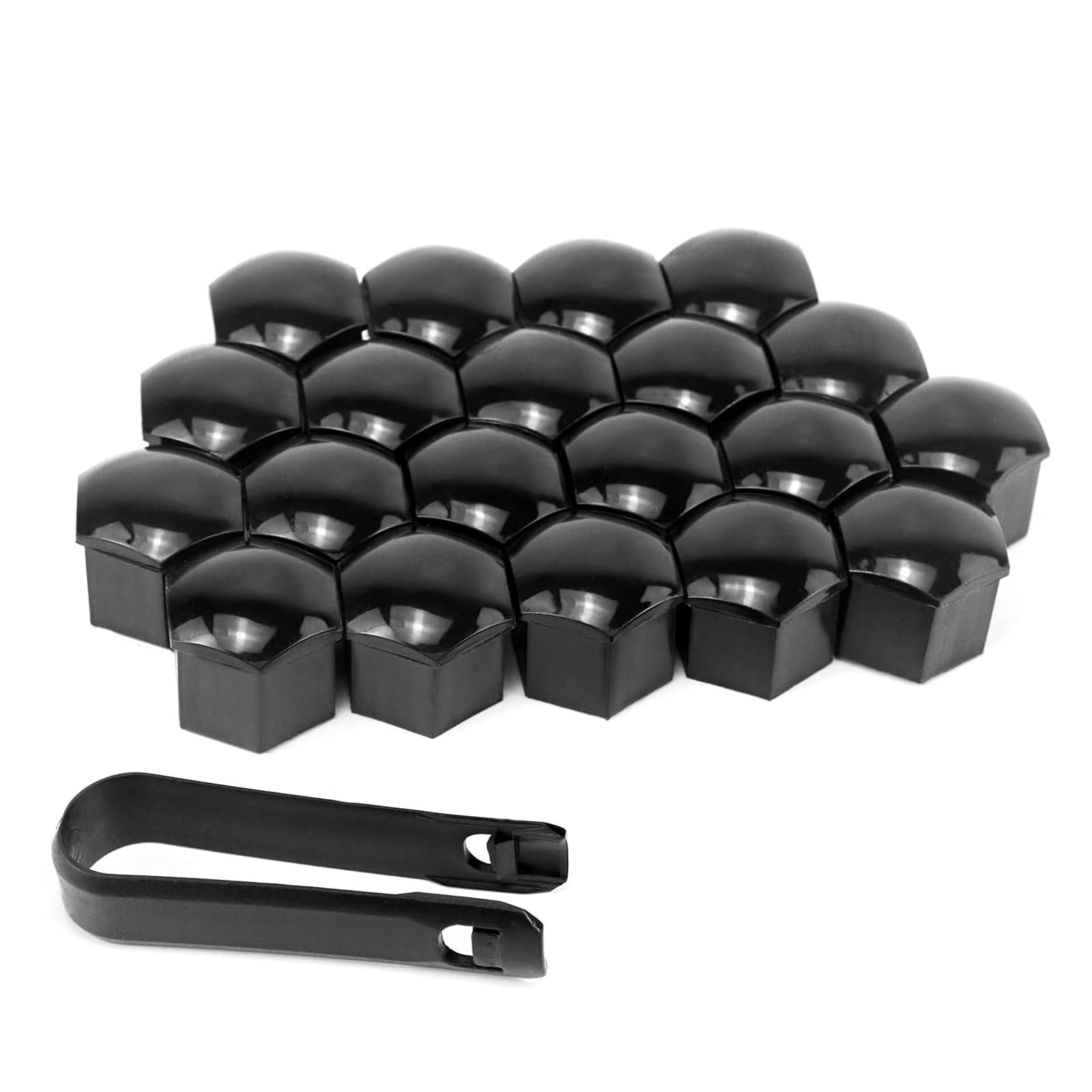 20 Cache-Écrous 19mm Universels - Protection Roue Voiture - Noir - Avec Outil De Retrait - Xiciki