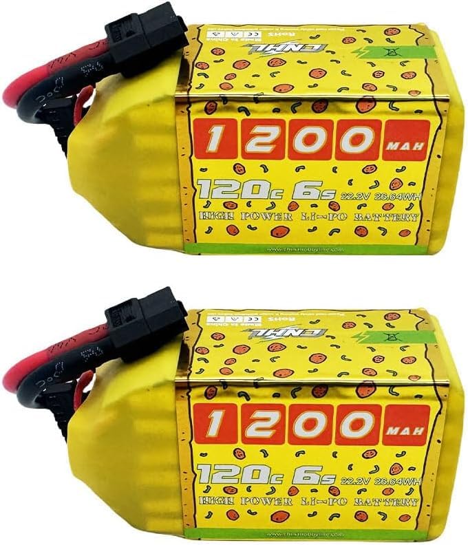 CNHL 1200 mAh 120C 6S Lipo Battery Speedy Pizza 22.2 V with XT60 Connector for FPV Racing RC Quadcopter Helicopter Aeroplane (2 Packs)