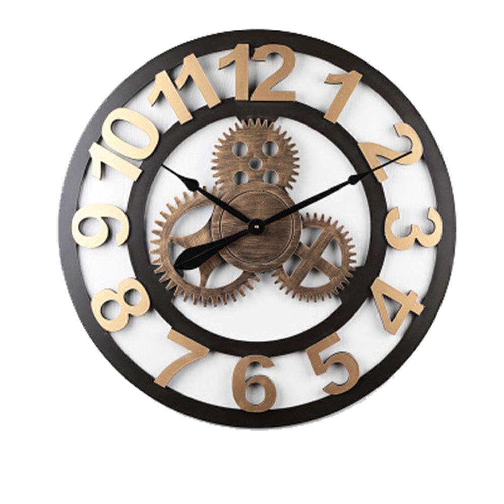 Horloge murale pour mur vide salon 40cm style engrenage américain rétro