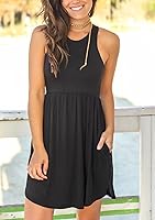 Vista 3 de HiMONE Vestidos de verano sin mangas para mujer, vestido casual de playa pequeño con bolsillo, moda 2024