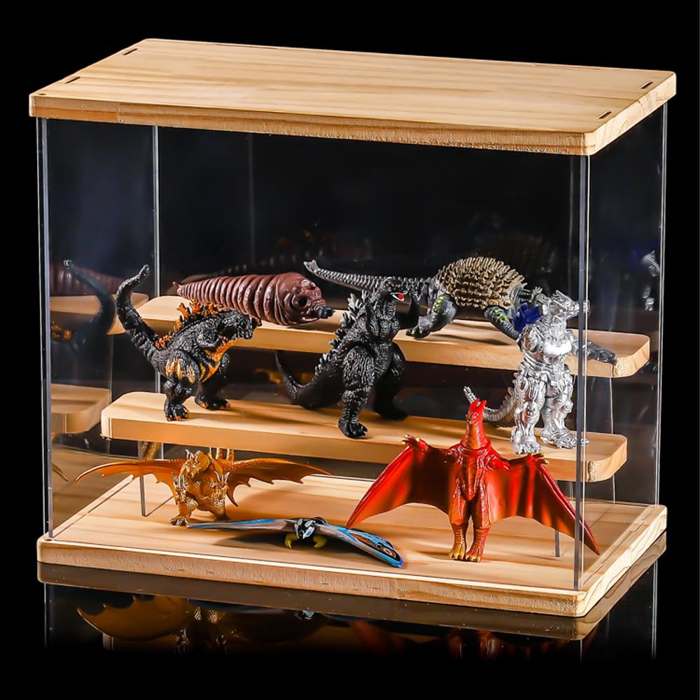 Joody 3 Etagere Vitrine Acrylique pour Collection Amiibo Figurine Manga Voiture Miniature, Anti-poussière Boite de Presentation des Coin, Medals, Souvenirs, 31.6x18x26,4 cm