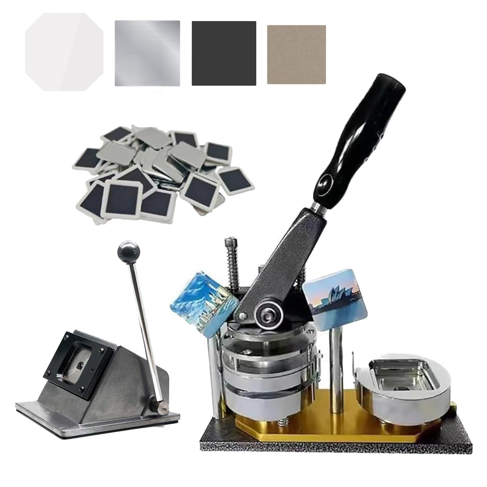 ZXGRfdefa Badge maker, Paper Cutter + 100 Kit Consumables, Ergonomic and Labor-Saving Design, For Handmade and Home Use