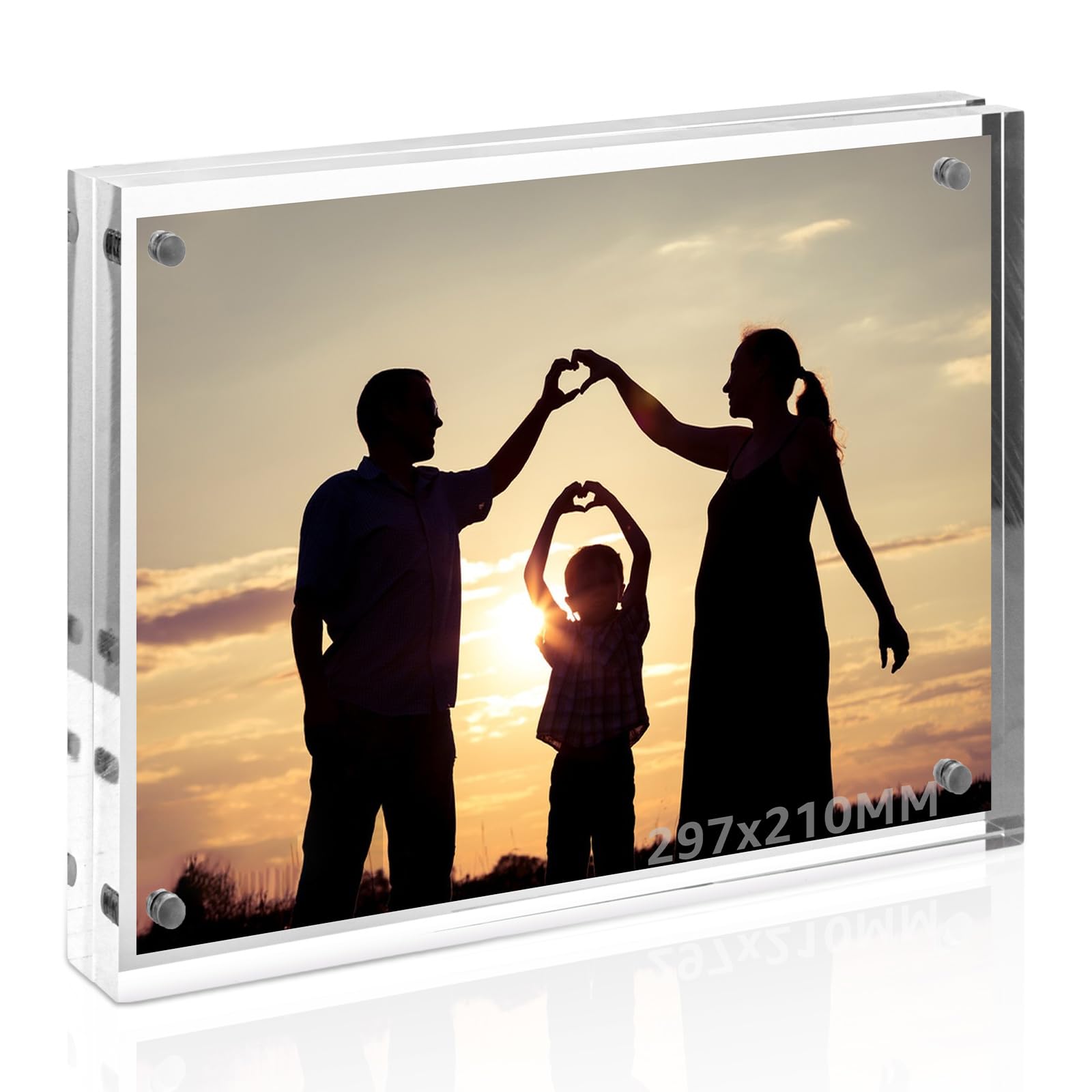 Cadre photo magnétique en acrylique transparent haut de gamme de 297 x 210 mm