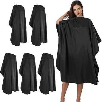 5 Pcs Black Hair Salon Capes,55 X 47 Inches Waterproof Salon Barber Cape