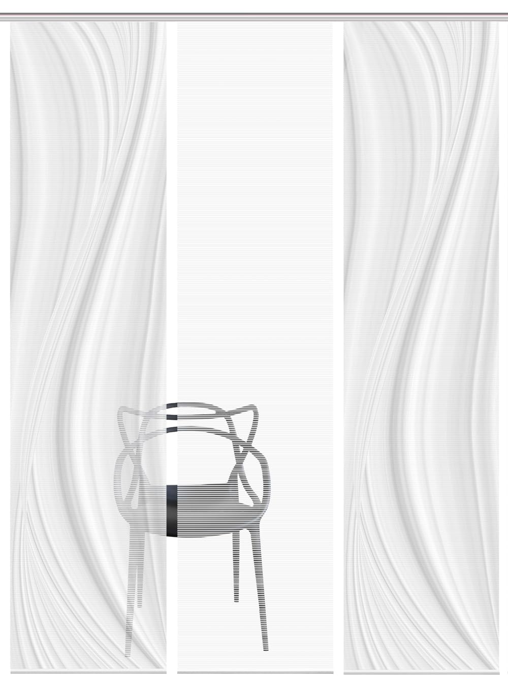 Vision S 080507 LAURINA Schiebegardine, halbtransparent, Bambusoptik, 260x60 cm, Farbe:grau, Größe:260 x 60 cm, Anzahl:3X