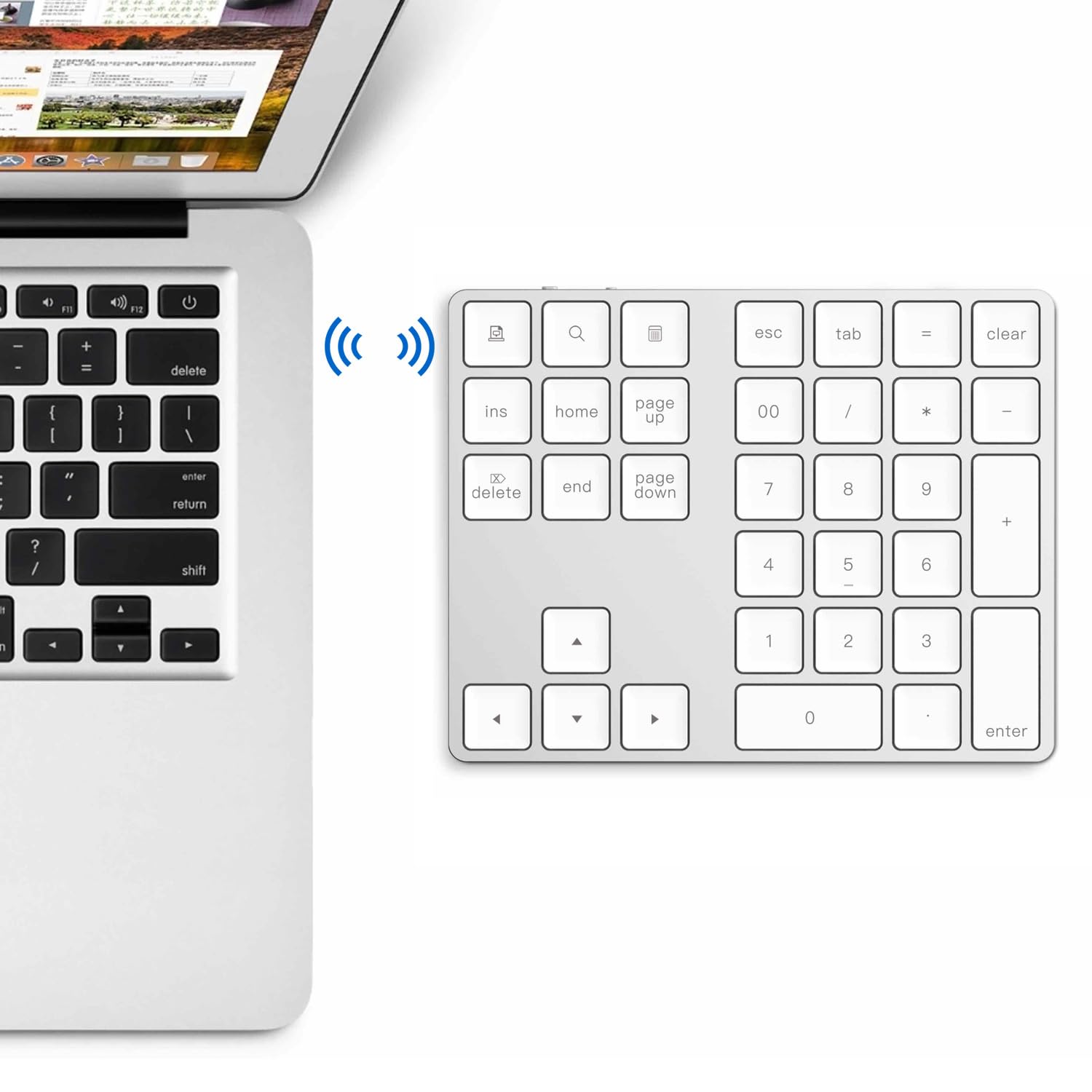 Techly 622694 - Teclado numérico BT V3.0 inalámbrico de 34 teclas, plateado, gris, plateado