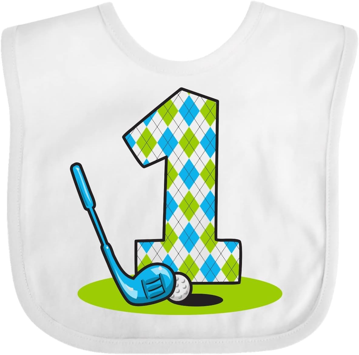 inktastic Argyle Golf 1st Birthday Baby Bib
