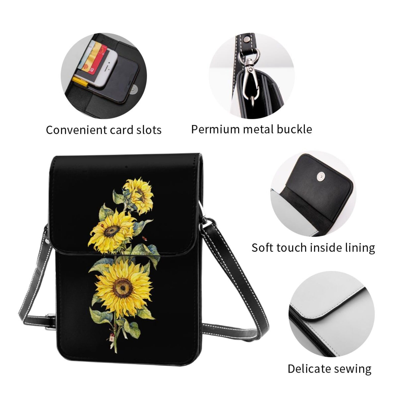 Amazon.co.jp: スマホバッグ ひまわり柄 花柄 レザー ポシェット 携帯 