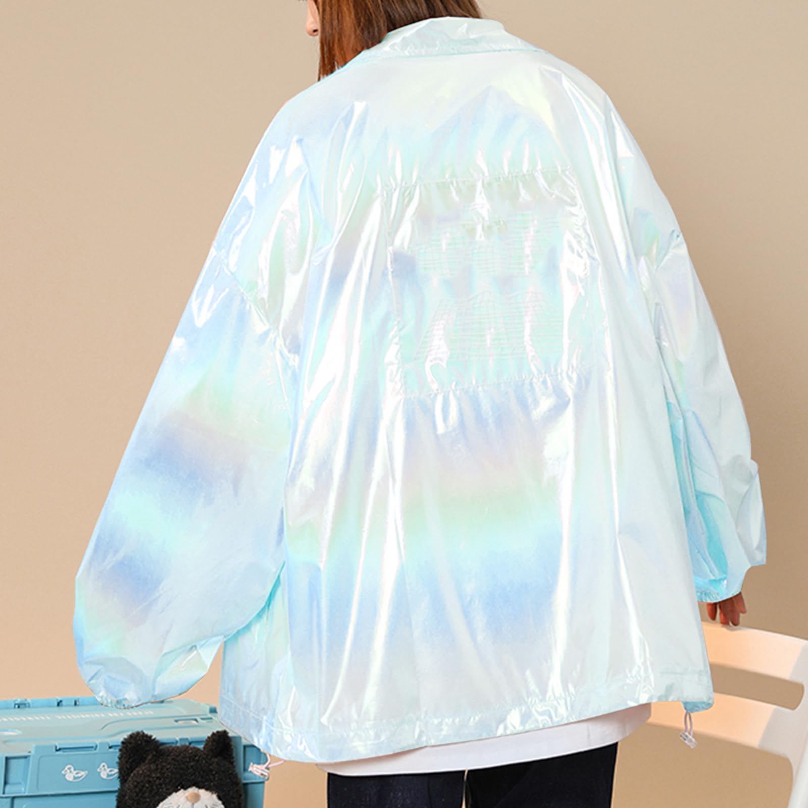 Excefore 59" Magic Rainbow Laser Gradient Organza Lace Fabric,Iridescent Holographic Gauze Fabric for Wedding Dress,Curtain,Photography Background,Party,DIY Supplies,Home Decor (1 Yard)