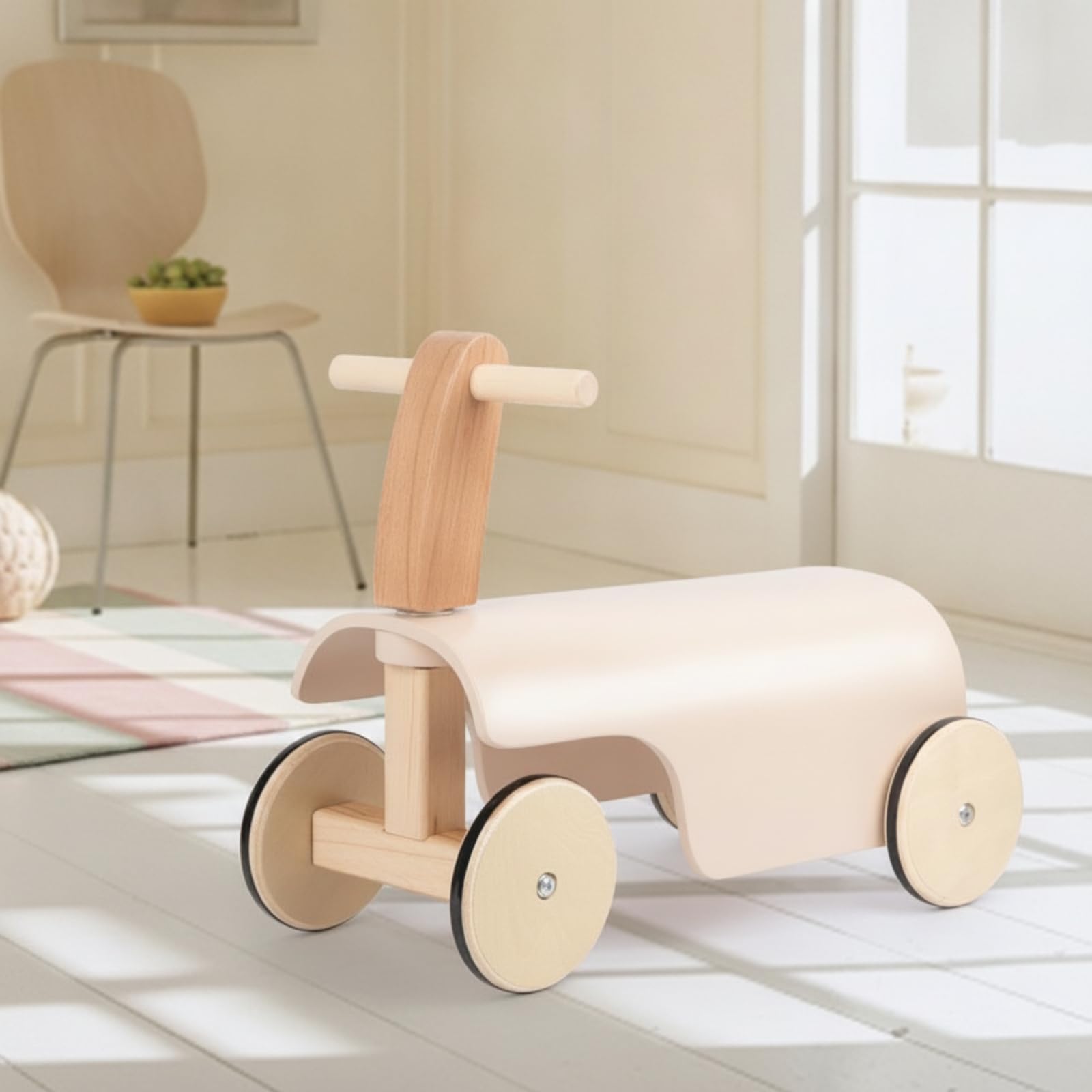 Rosa Pallido Giocattolo Cavalcabile in Legno Giocattolo di Equilibrio in Legno senza Alimentazione per Bambini Piccoli