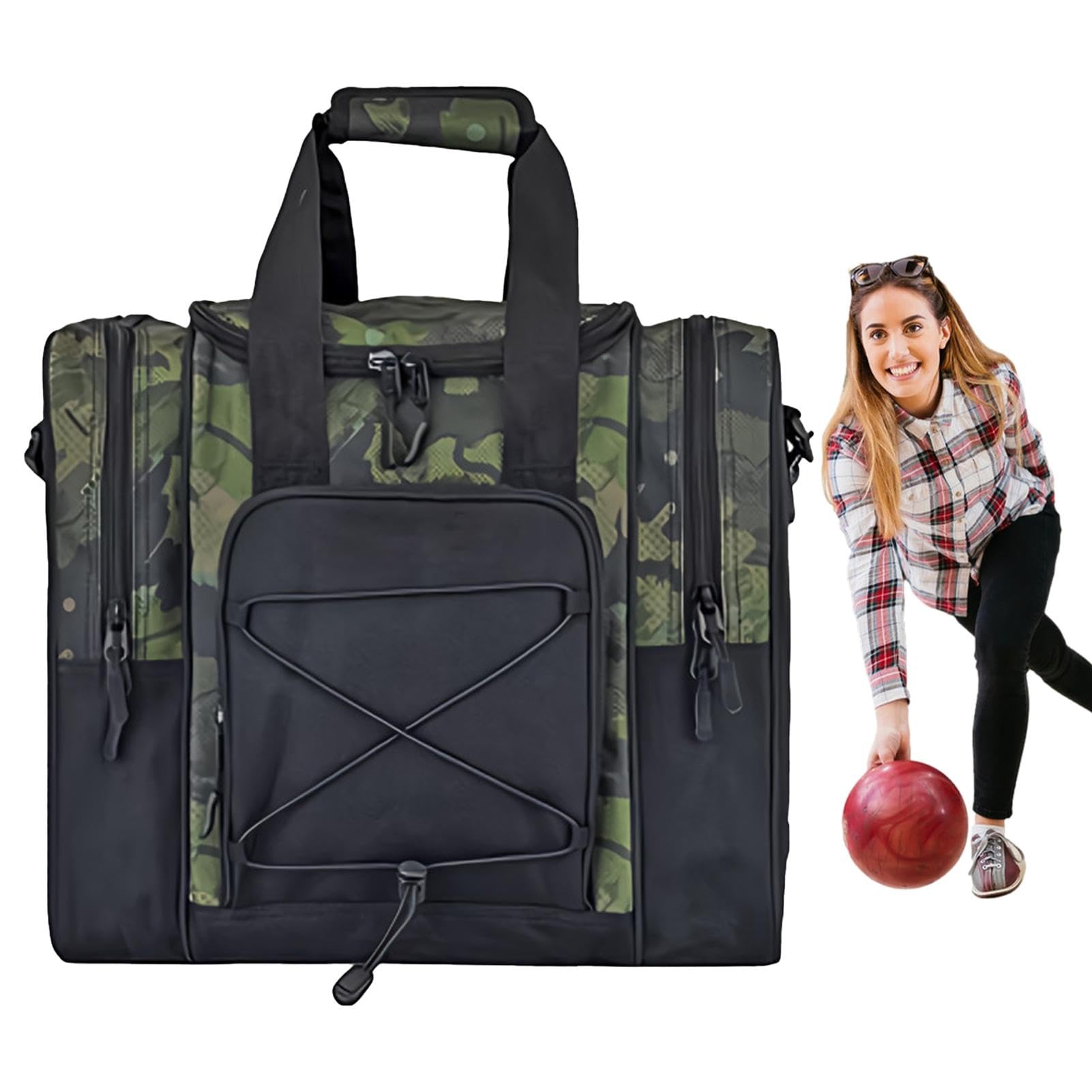 Sac de bowling à une seule boule, sac de bowling fourre-tout 1 sac de boule, sac de bowling design sac à main, sac de bowling ceinture réglable, poches multifonctionnelles, sac de bowling