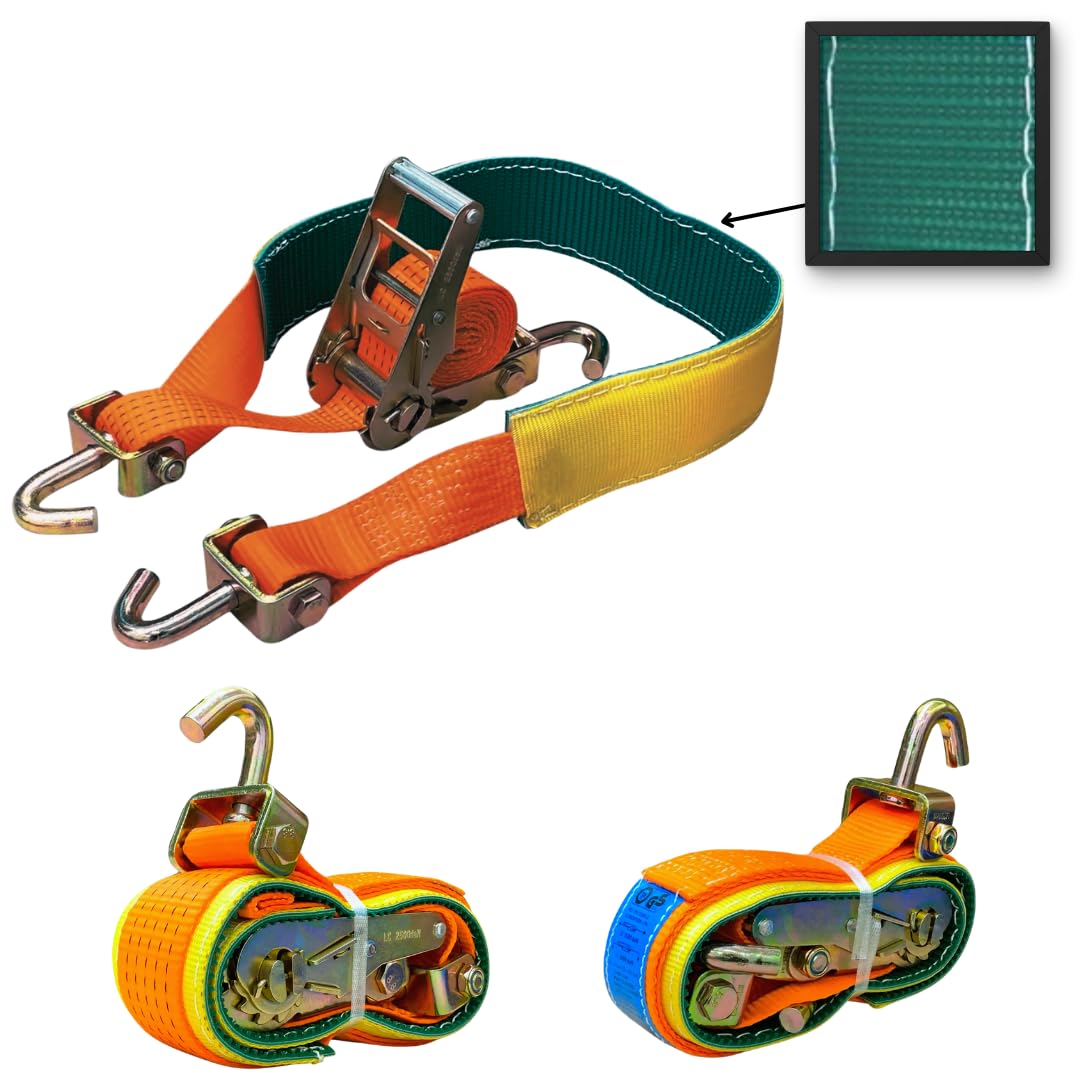 Spanngurt mit Ratsche Zurrgurt VDI 4 m breit 50 mm | Robuster Ratschengurt zur Ladungssicherung auf Anhänger und im Auto; belastbares Gurtband mit einfacher Bedienung