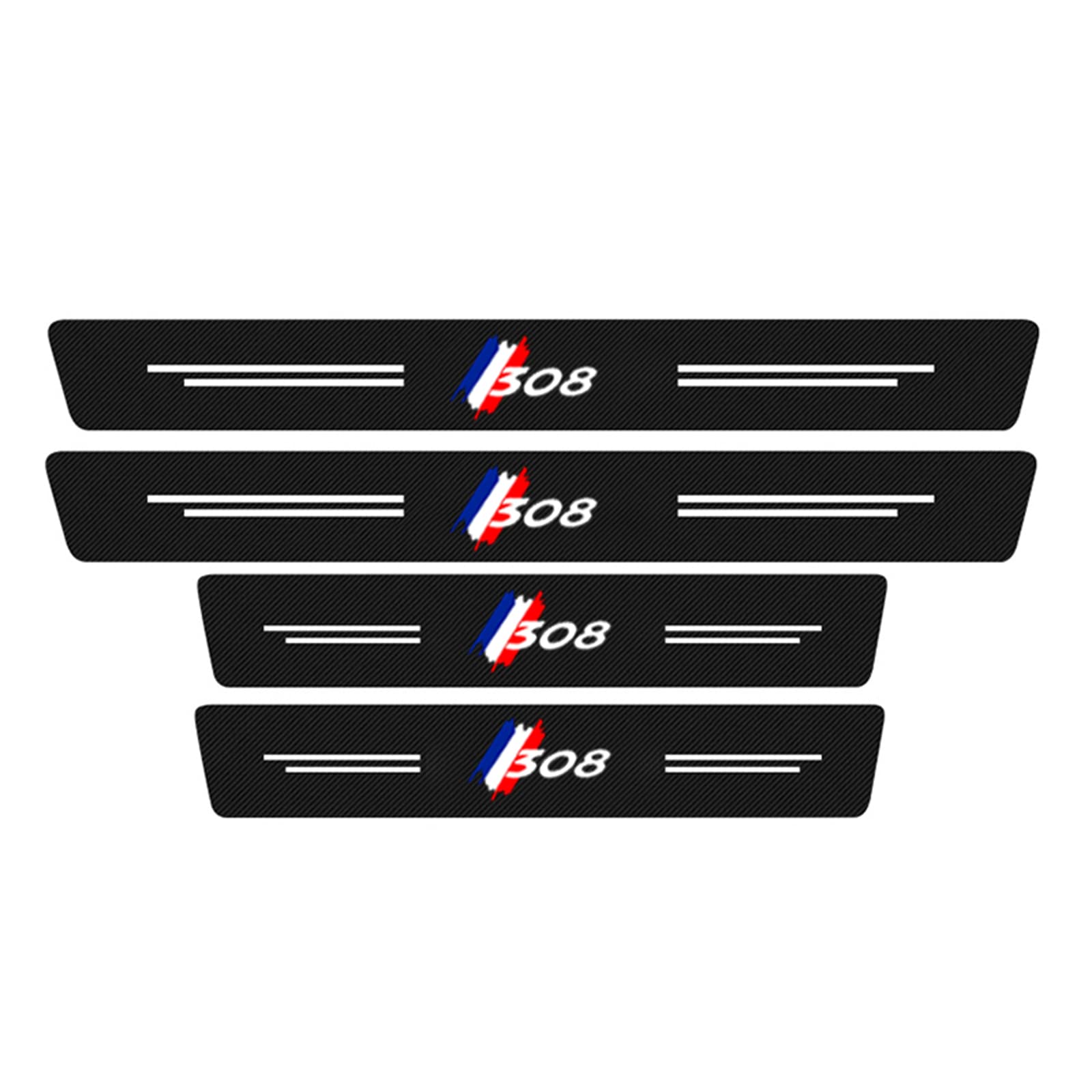 EAGLEG 4Pcs Car Door Sill Protector Strips for Peu-geot 206 207 307 308 3008 4008 5008 GT line, Carbon Fiber Automobile Threshold Kick Plate Guard Sticker Styling Decor Accessories, 308