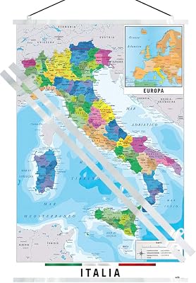 Italy地図 EURO MAPシリーズ 全土&主要都市を網羅 POSTER STOP ONLINE Map of Italy - PosterPrint Panama | Ubuy