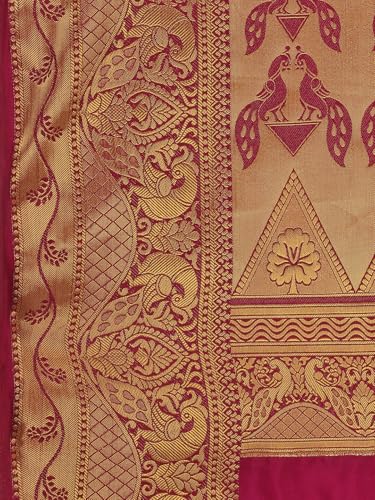 Image of Women's Banarasi Silk With Jacquard Print Saree With Blouse