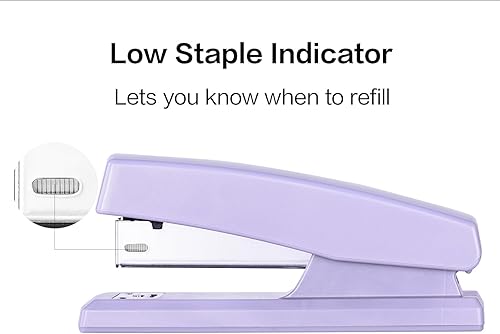 Vista 4 de Deli Stapler, Desktop Staplers with 640 Staples, Office Stapler, 25 Sheet Capacity, Purple A6-morado.,a1-Blanco,a2-Negro
