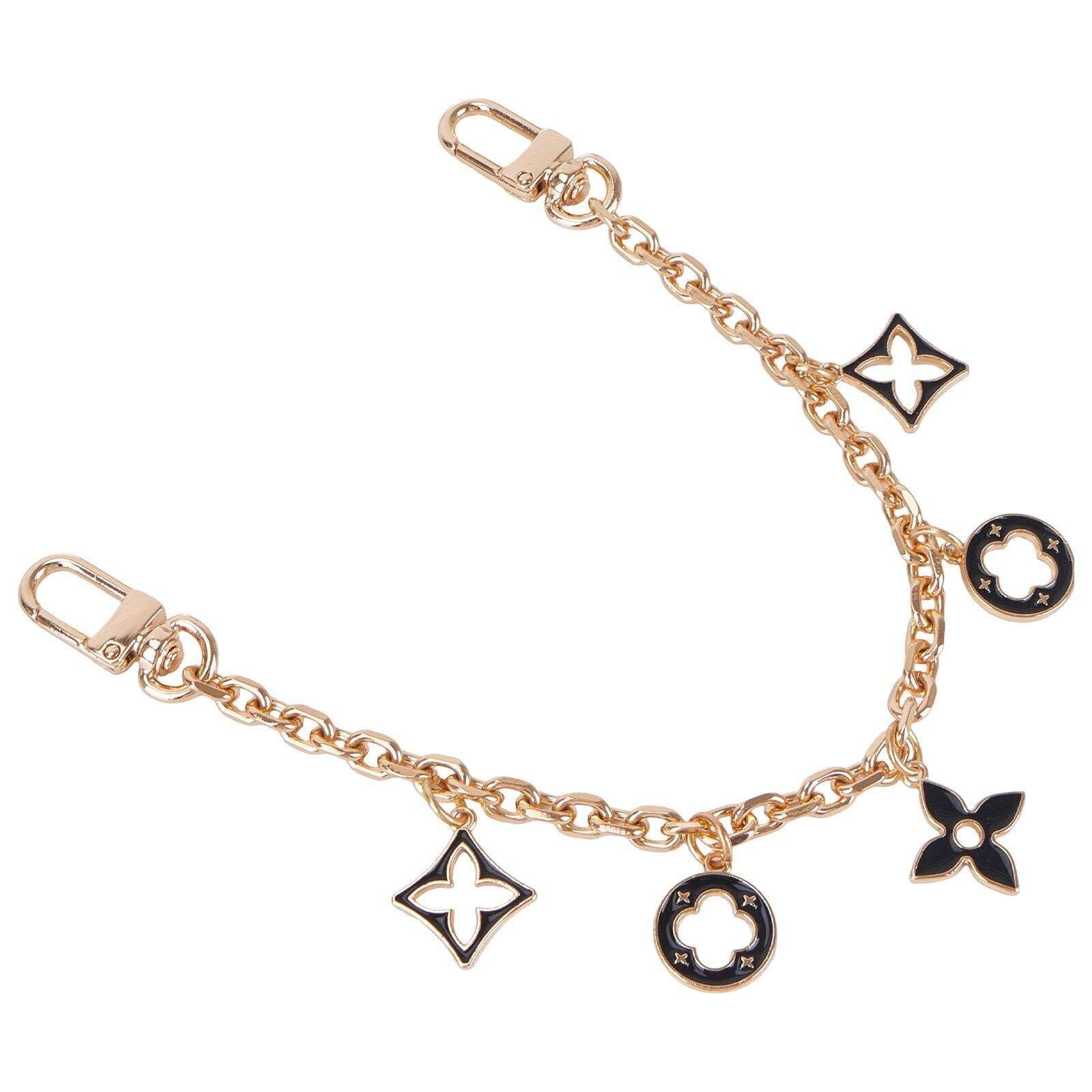 Stilvoller Bag Charm Kettenanhänger, Goldene Taschenkette Damen, Elegante Geldbörsenkette mit Schwarz-Gold Anhängern, Mode Accessoire für Handtaschen und Geldbörsen, Taschenkette Gold Verlängerung