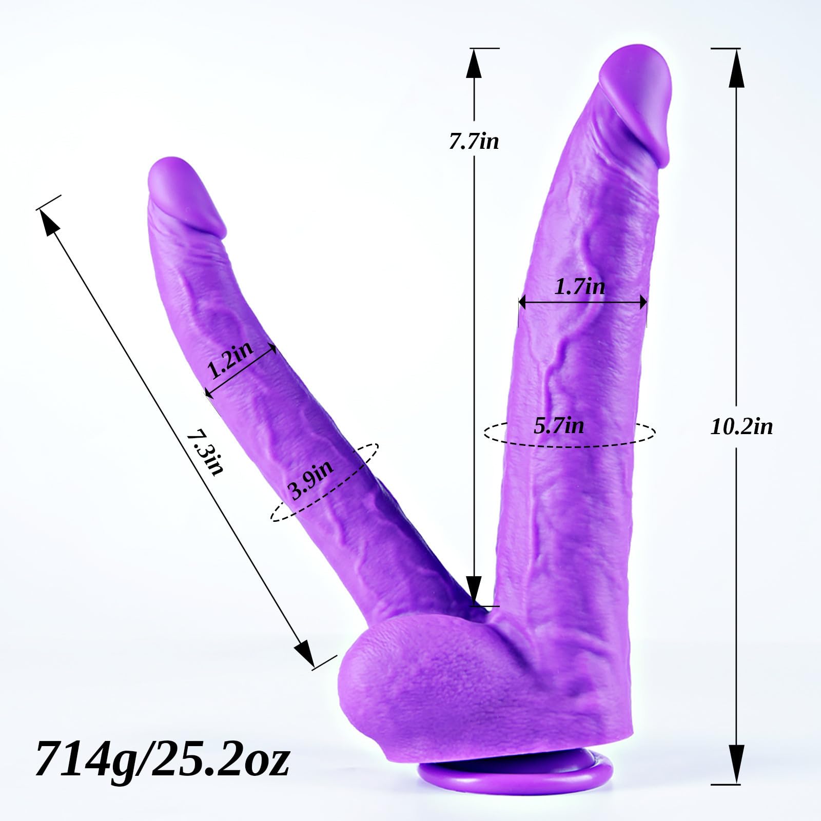 Fallo gigante realistico a doppia testa - Fallo in silicone da 26 cm, grande ventosa, stimolazione anale grossolana del punto G, grande plug vaginale e anale XXL, adatto per donne e giocattoli lesbici