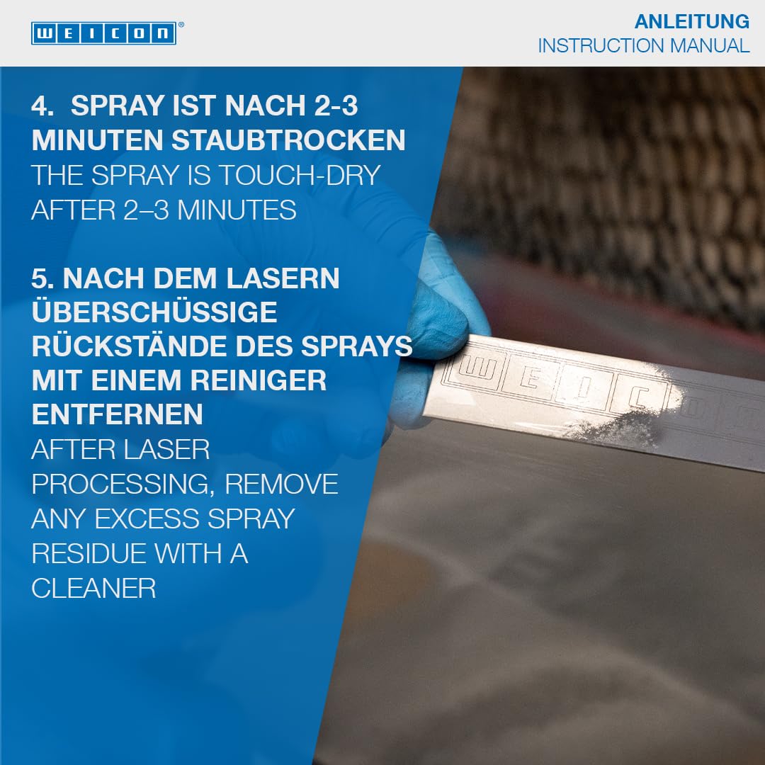 WEICON Spray do znakowania laserowego 400 ml, powłoka do laserowego grawerowania i trwałego znakowania metali, szkła oraz ceramiki