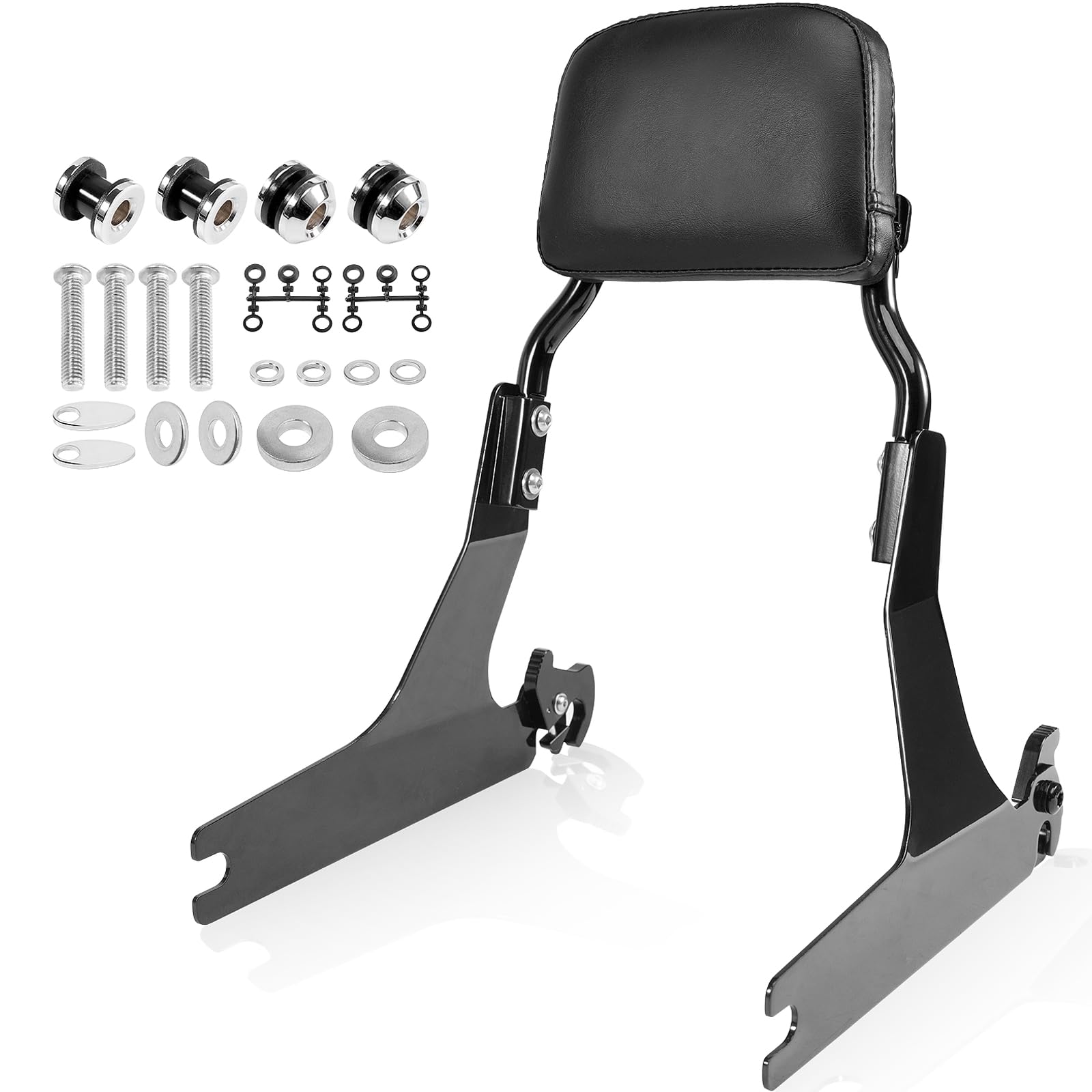 Passenger Backrest Sissy Bar For Harley Dyna Street Bob FXDB Low Rider FXDL FXDLS 2006-2017 Super Glide FXD 06-14 Wide Glide FXDWG 06-08 CVO FXDSE 07-08 Gloss Black Quick Release Bracket