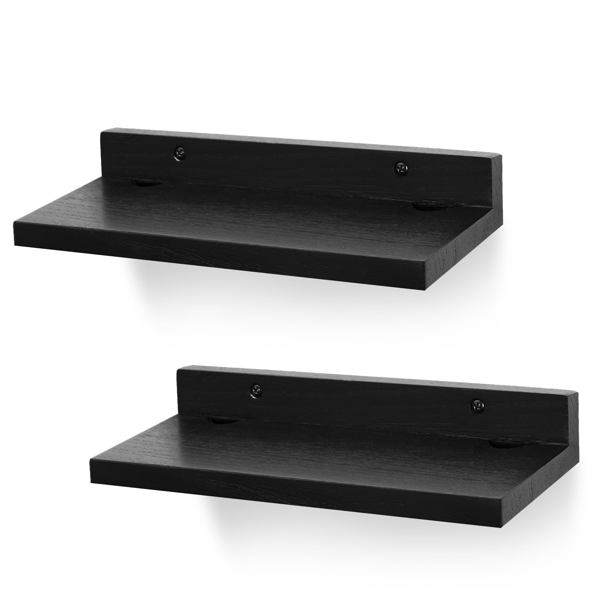Lot de 2 petites étagères flottantes pour appareil photo, webcam, routeur, haut-parleur intelligent, figurines d'action de 22,4 cm (noir)