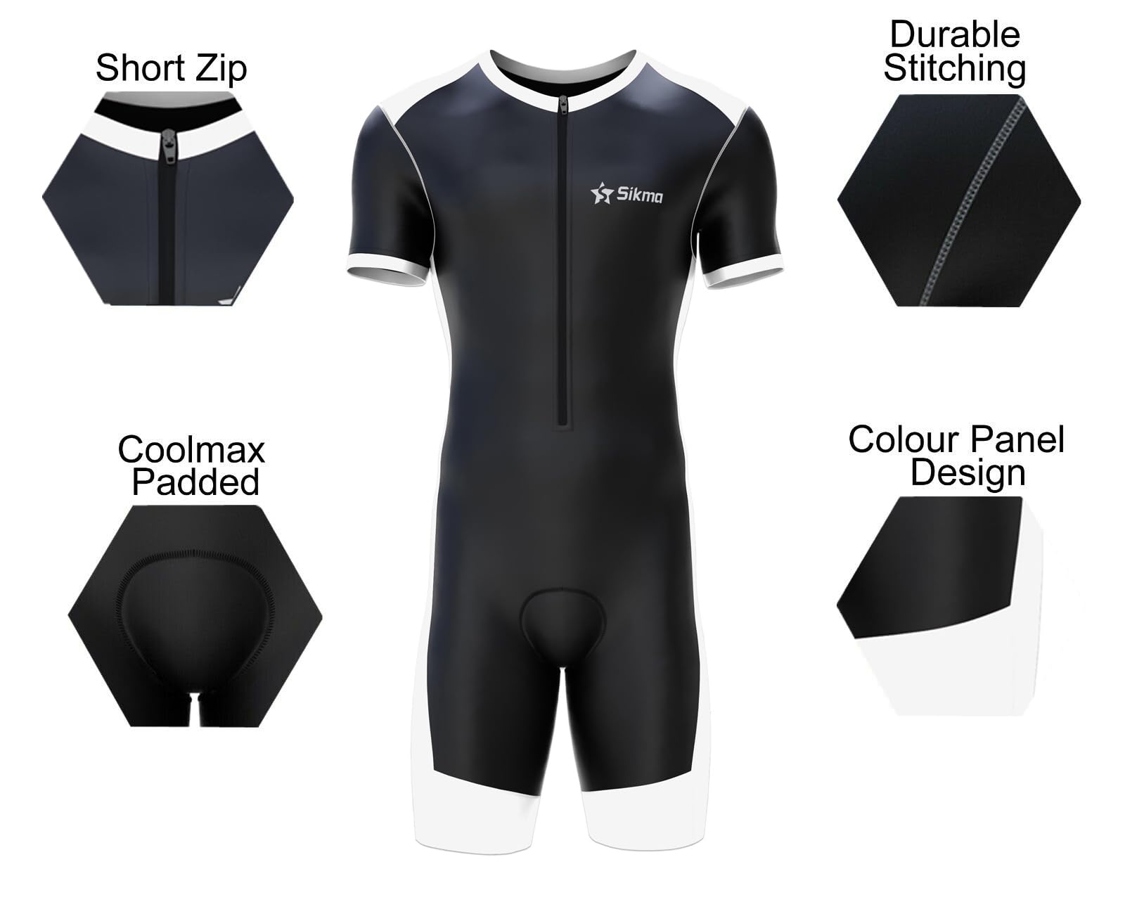 Sikma Traje de ciclismo para hombre acolchado de una pieza para ciclismo