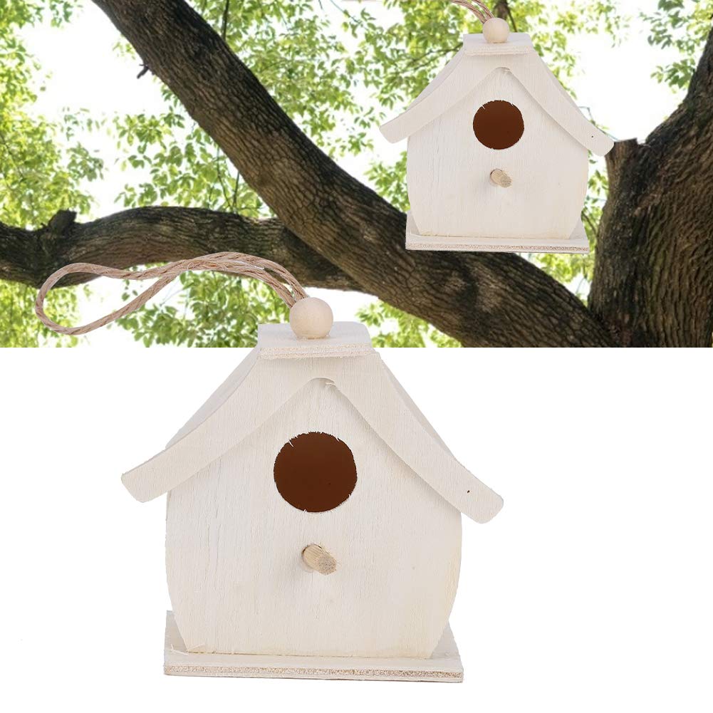 Set 4 Mini Casette Uccelli Legno Platano 7x4x7cm Da Appendere Giardino | Ornamento Rustico Resistente Agli Agenti Atmosferici Piccoli Uccelli Birdwatching