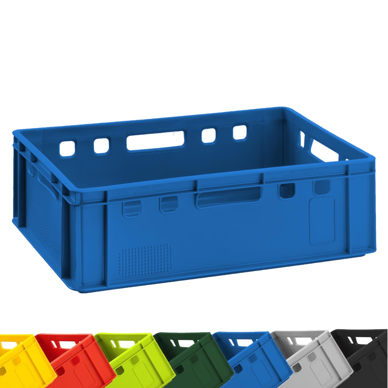 BURI 1 scatola per carne E2, blu, 60 x 40 x 20 cm, scatola per macellaio, Eurobox dalla Germania, per uso alimentare, robusta, impilabile