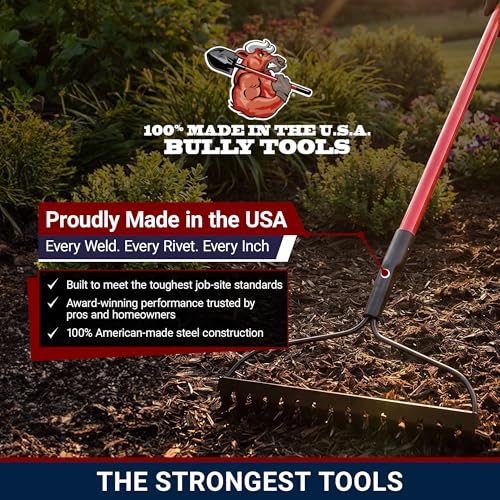 Rastrillo Bow Rake Bully Tools 16" Púas Acero Pesado miniatura 2