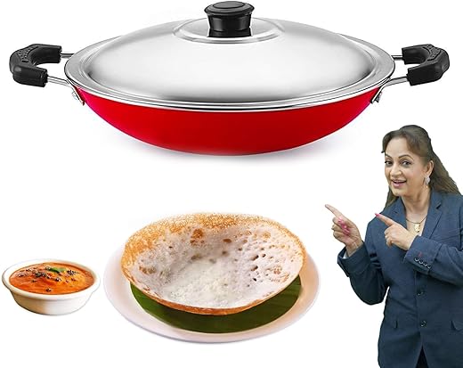 PANCA Non-Stick Deep Appachetty with Lid, 20 cm Black | Scratch-Resistant Appam Kadai for Paniyaram, Uttapam & Frying | Induction & Gas Compatible…