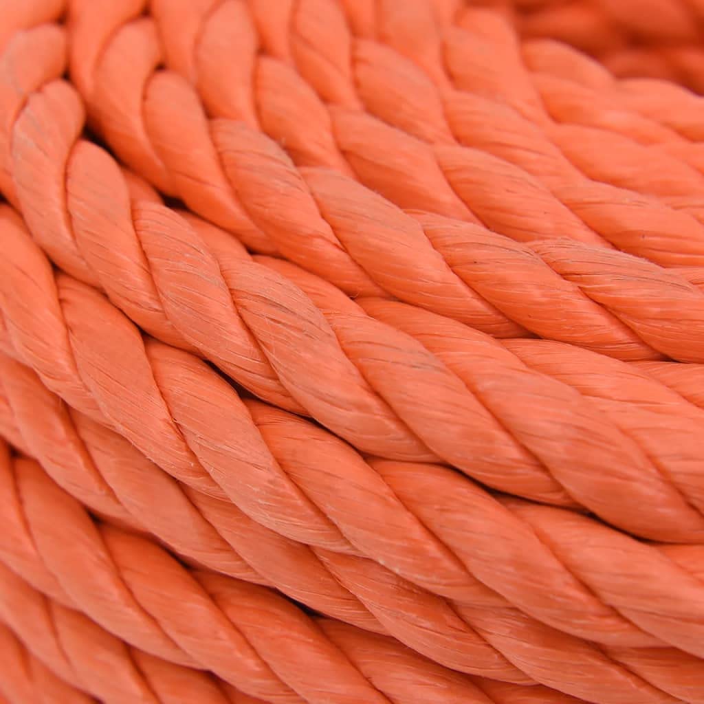 Corda da lavoro arancione, 14 mm, 25 m, in polipropilene, resistente per giardino, officina e barca, corda intrecciata multiuso con resistenza alla rottura di 1080 kg