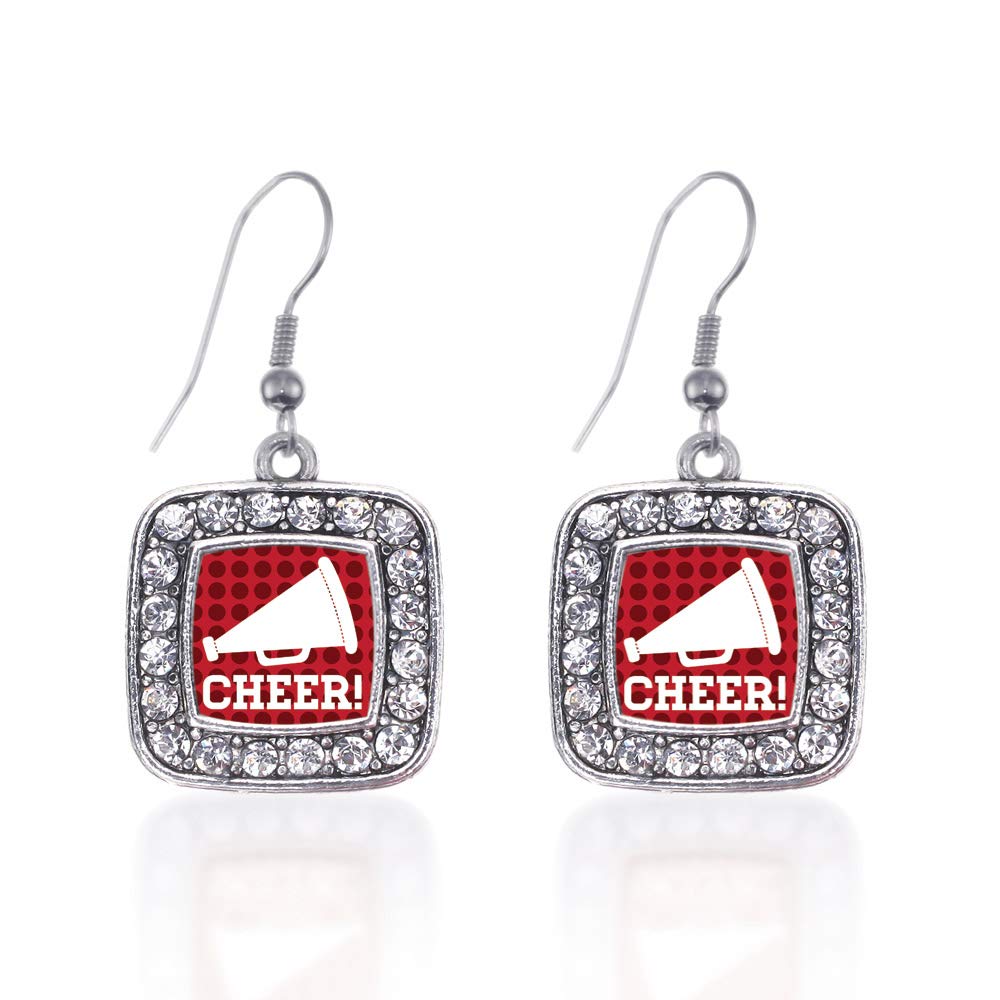 Inspired Silver - Silver Square Charm French Hook Drop Earrings with Cubic Zirconia Jewelry