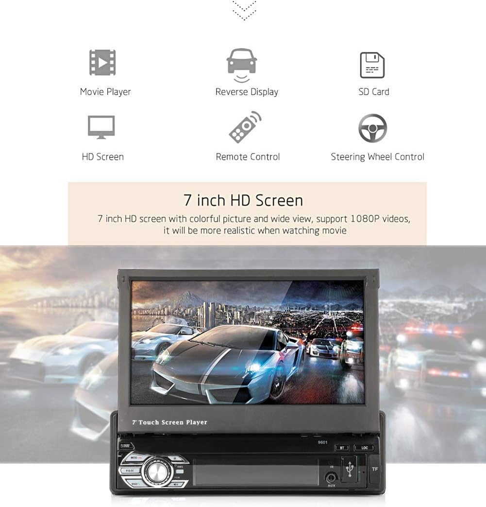 Bіg Sаlе CarThree Single Din Car Stereo Touch Screen 7 Inch Car Radio Touch Screen with Bluetooth AUX/USB/TF Car FM Radio Receiver MP3/MP4/MP5 Player 1080P Single Din Stereo Support Backup Camera