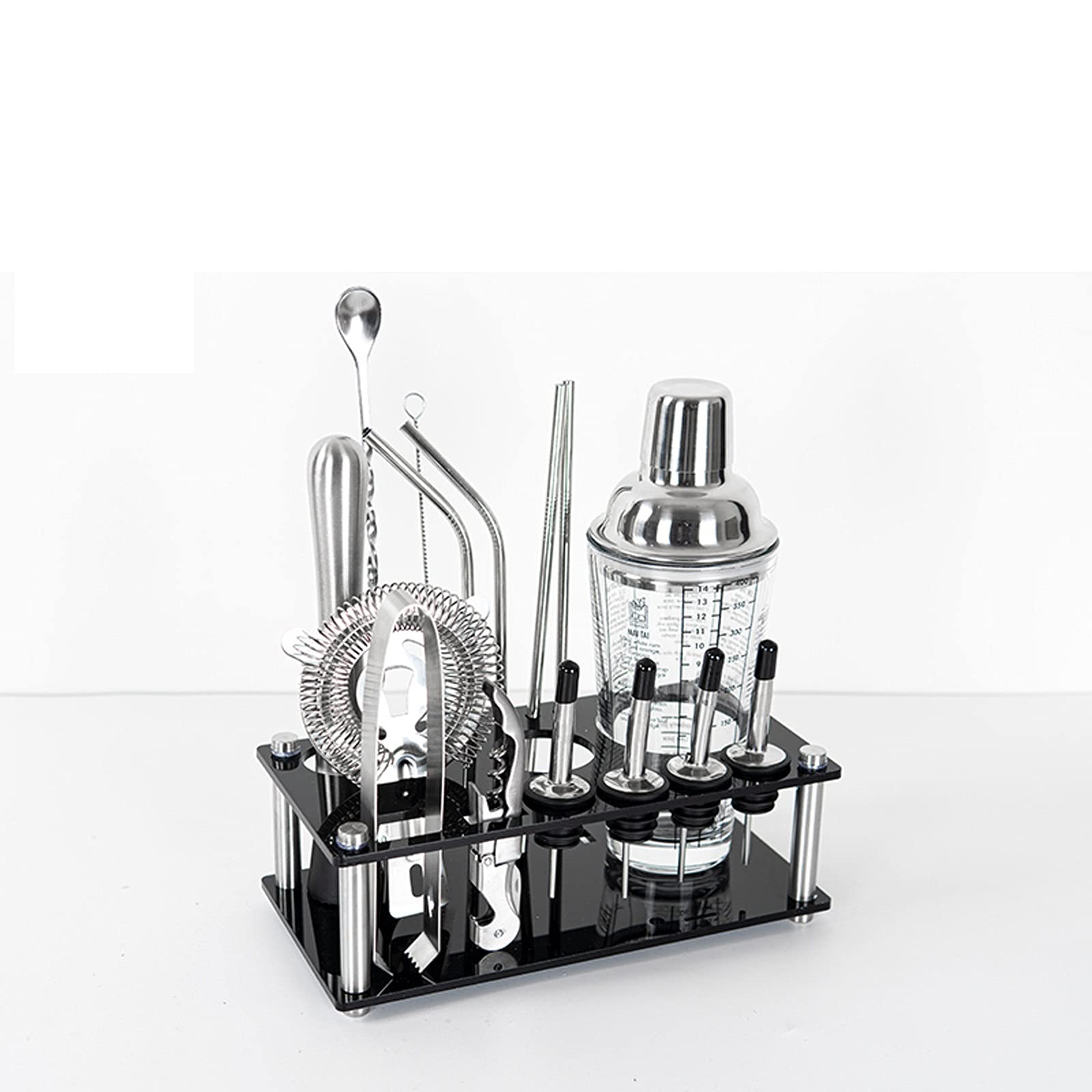 Shaker Cocktail Shaker Cocktail, Buvez des Recettes Mixerermartini mesurées Mélange en Verre et en Acier Inoxydable Shaker, Meilleur Cadeau for débutant Set à Cocktail