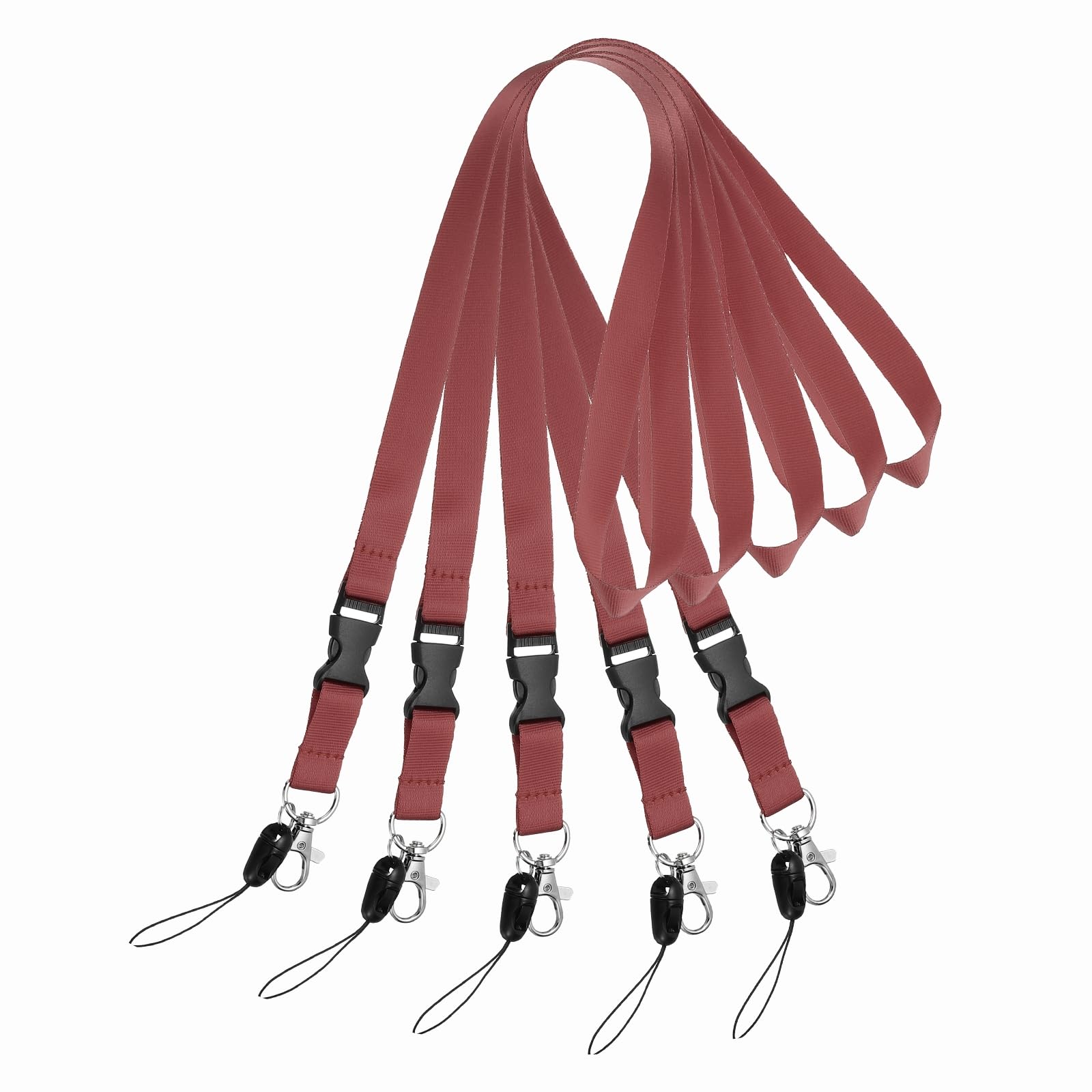 PATIKIL 5 Pack Wine Red Lanyards for Keys, Cool Breakaway Lanyard for Men, ID Badges Holder Straps with Lobster Clasp Keychains for Teachers Office Staff