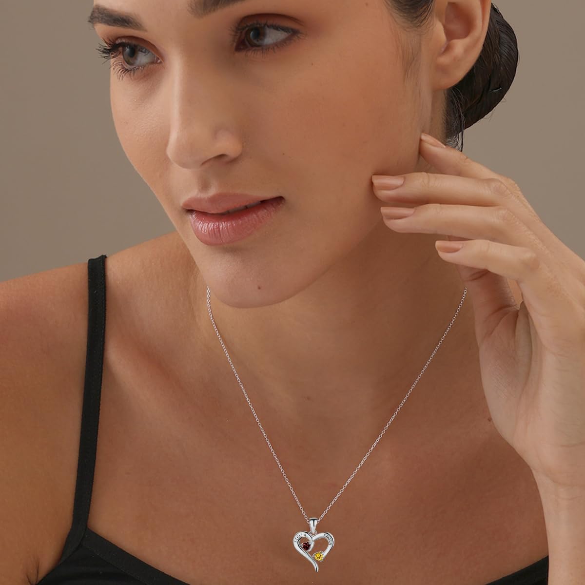 LeCalla Women's Personalized Name Pendant Necklace | Customized Name with Birthstone Necklace Pendant for Women | Customized Jewelry Gift for Mom Wife