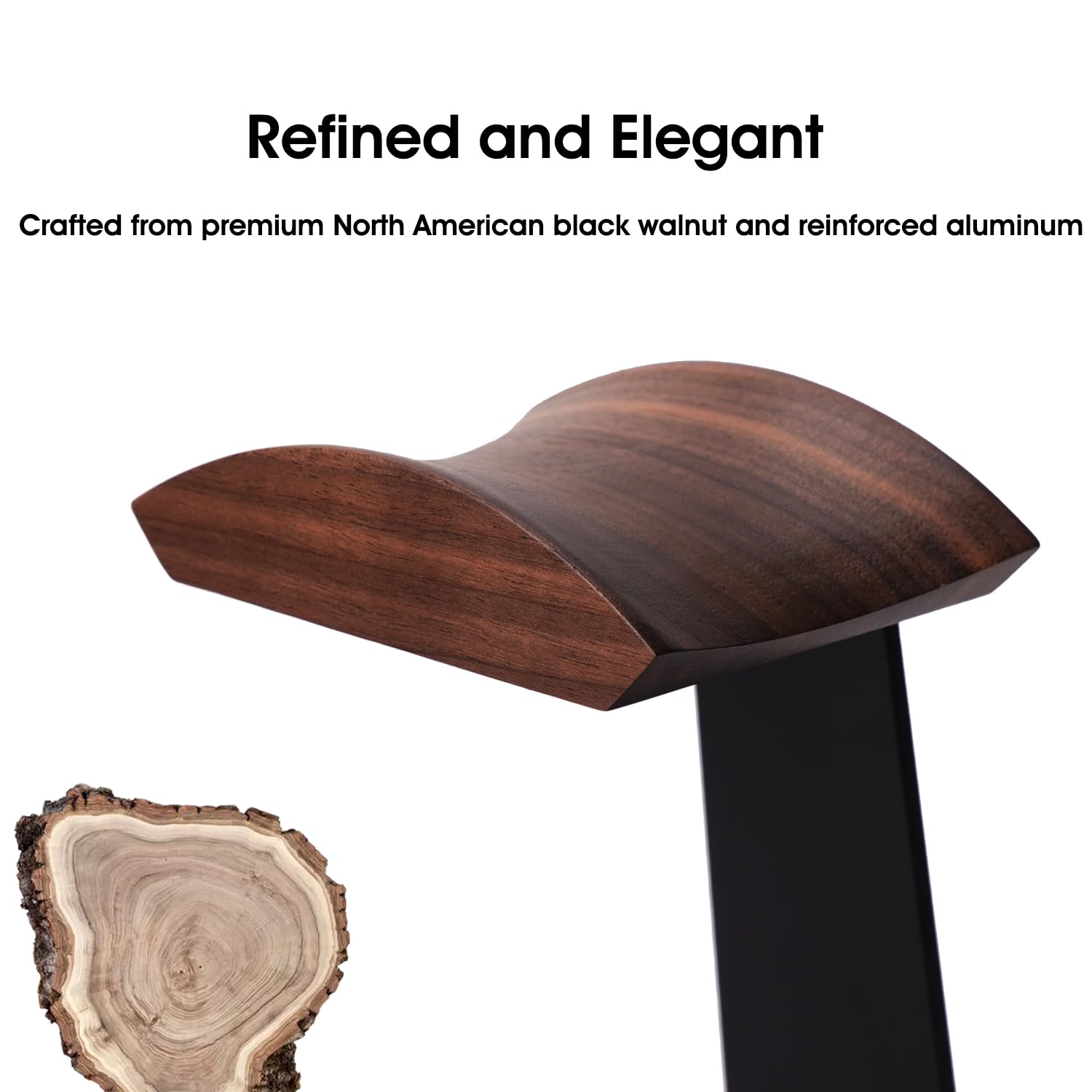 Soporte para auriculares de madera de nogal y aluminio, soporte universal para auriculares modelo A