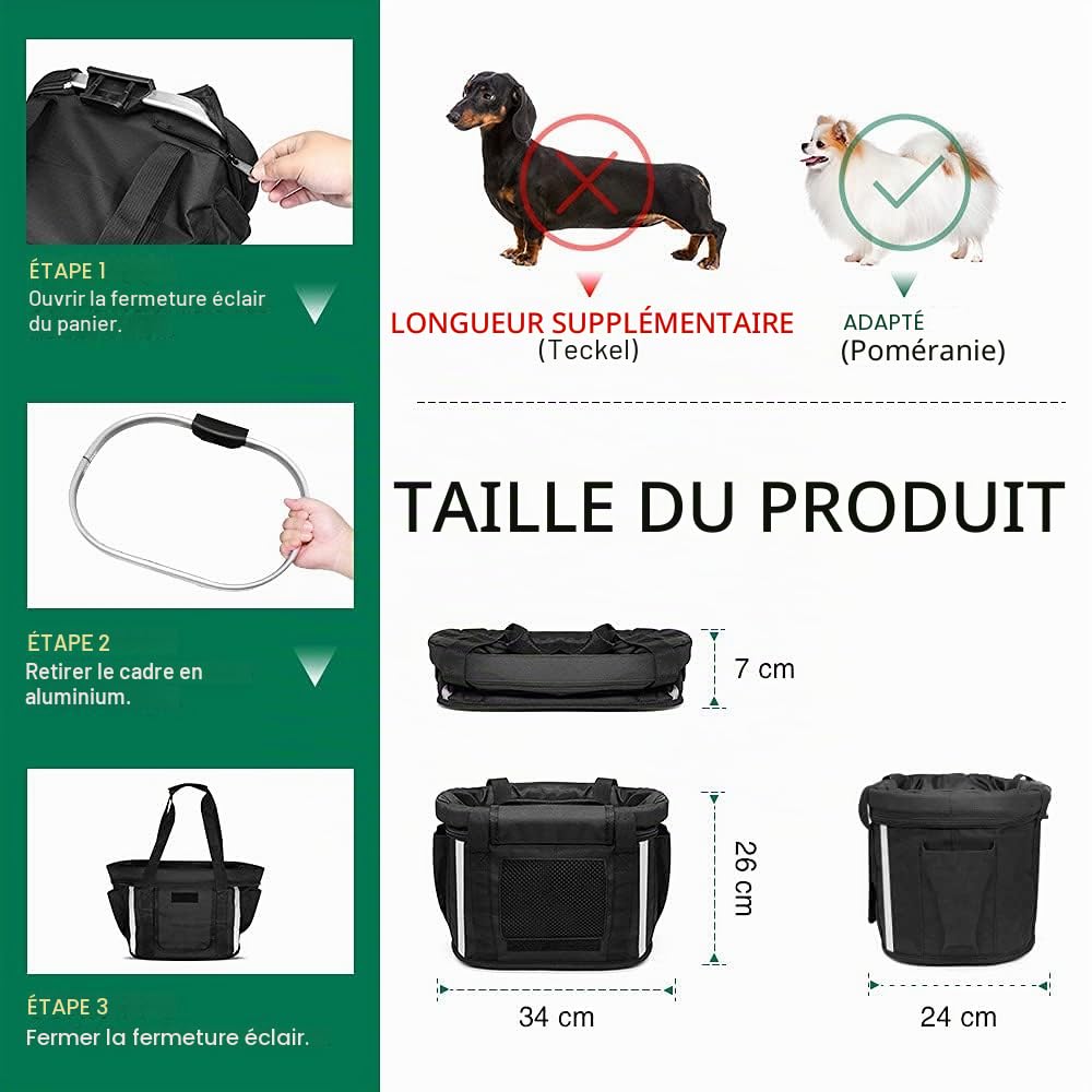 ANZOME Panier avant pour vélo pour chiens, amovible, pour femme, VTT, avec ceinture de sécurité